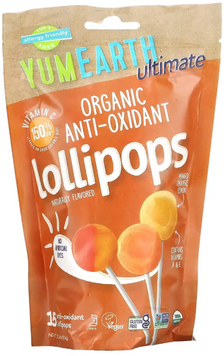 Органические чупачупсы с антиоксидантами YumEarth Ultimate Organic Anti-Oxidant Lollipops Mango Orange Lemon 93 г 1038958 фото