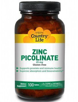 Country Life Zinc Picolinate 25 mg 100 Tabs Цинк пиколинат 533278 фото