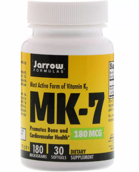 Jarrow Formulas Vitamin K2 (MK-7) 180 mcg активна форма вітаміну K2 (MK-7) 30 капсул 880660 фото