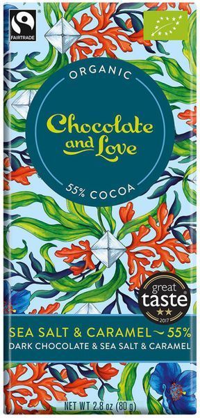 Черный шоколад Chocolate and Love органический с веганской карамелью и морской солью 55% какао 80 г (5060270124559) 1243460 фото