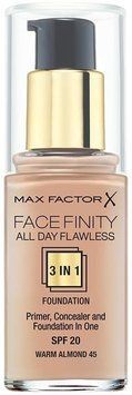 Max Factor Facefinity All Day Flawless 3-in-1 Foundation Крем тональний для обличчя 45 теплий мигдаль 30 ml 652680 фото