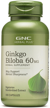 GNC Herbal Plus Ginkgo Biloba 60 mg Гинко Билоба 100 капсул 381790 фото