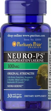 Puritan's Pride Neuro-PS (Phosphatidylserine) 100 mg Фосфатидилсерин 30 гелевих капсул 799643 фото