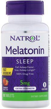 Natrol Melatonin, Fast Dissolve, Strawberry, 5 mg, 90 Tablets (NTL-05865) 605419 фото