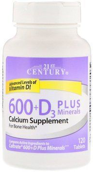 21st Century 600+D3 Plus Minerals, 120 Tablets 477711 фото