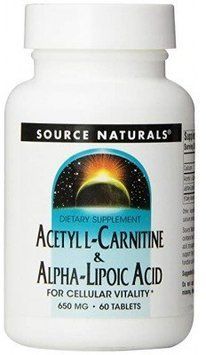 Source Naturals Acetyl L-Carnitine & Alpha Lipoic Acid 650 mg 60 Tabs Ацетил L карнитин + Альфа-липоевая кислота 537103 фото
