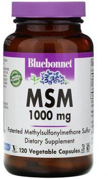 Bluebonnet Nutrition MSM 1000 mg Метилсульфонілметан або МСМ 120 вегетаріанських капсул 895923 фото