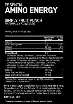 Амінокислота для спорту Optimum Nutrition Essential Amino Energy Natural Flavor 225 g /25 servings/ Fruit Punch 385980 фото