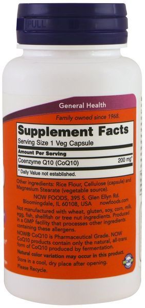 NOW Foods CoQ10 200 mg Veg Capsules 60 caps 416598 фото