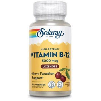 Solaray Vitamin B-12 5000mcg - 30 lozenges Natural Cherry 1452587 фото