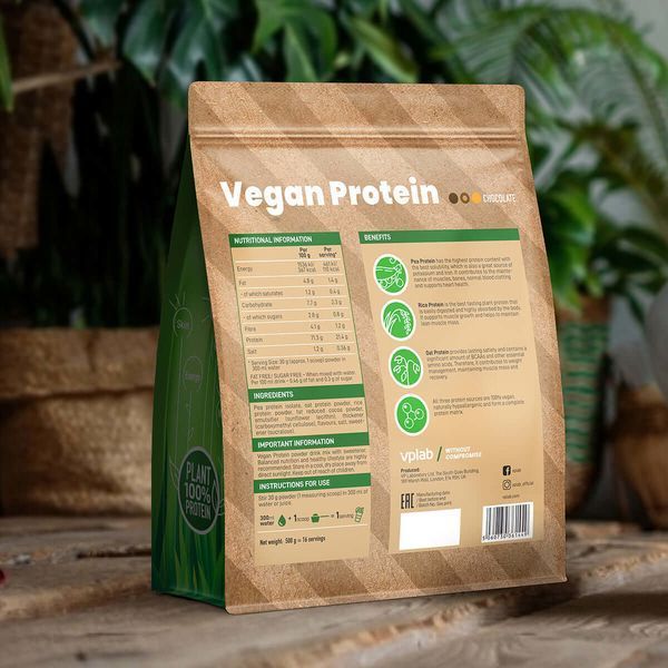 Протеїн VPLab Vegan Protein - 500g Chocolate 1456341 фото