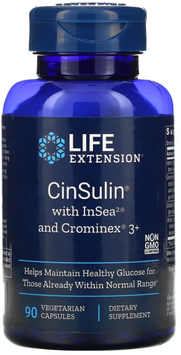 Life Extension CinSulin with InSea2 and Crominex 3 plus Комплексная добавка 90 капсул 1159444 фото