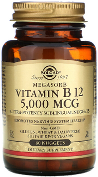 Solgar Vitamin B12 5000 mcg Солгар сублінгвальний вітамін В12 60 таблеток 836759 фото