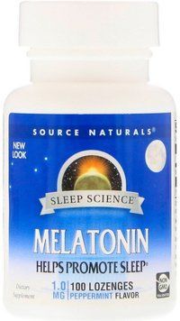 Source Naturals Melatonin, Peppermint Flavor, 1,0 mg, 100 Lozenges 417620 фото