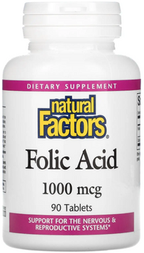 Natural Factors Folic Acid Фолієва кислота 1000 мкг 90 таблеток 1044477 фото