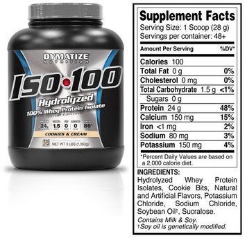 Протеин Dymatize ISO-100 1362 g /48 servings/ Cookies Cream 416538 фото