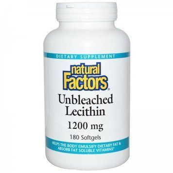 Natural Factors Unbleached Lecithin 1200 mg невибіленими лецитин 180 гелевих капсул 775126 фото