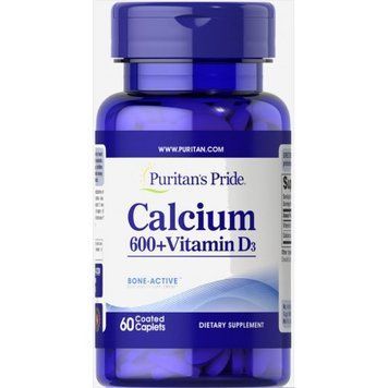 Puritan's Pride Calcium Carbonate 600 mg + Vitamin D 60 caps 384166 фото