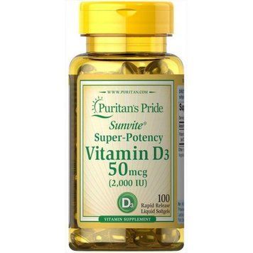 Puritan's Pride Vitamin D3 2000 Iu 100 Softgels Витамин D3 519293 фото