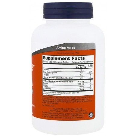 NOW Foods GABA Chewable Tablets 90 tabs Orange 416622 фото