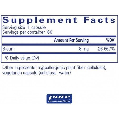 Pure Encapsulations Biotin 8 mg 60 caps Биотин 554036 фото