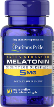 Puritan's Pride Extra Strength Melatonin 5 mg Мелатонін 60 гелевих капсул 792851 фото