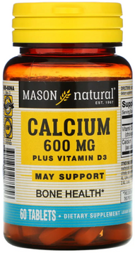 Mason Natural Calcium with vitamin D3 Кальций+витамин D3 600 мг 60 таблеток 1044777 фото