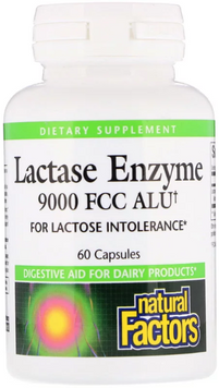 Natural Factors Lactase Enzyme 9000 FCC ALU 60 Caps (NFS-01740) 590239 фото