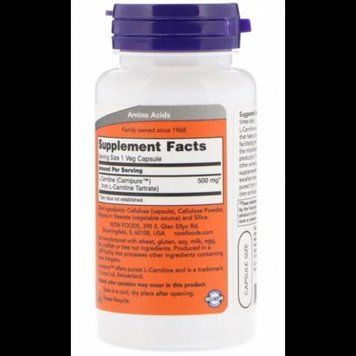Now Foods L-Carnitine 500 mg 60 caps L-Карнитин 418120 фото