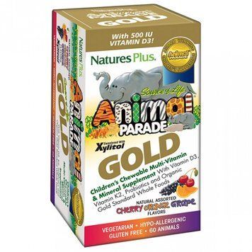 Natures Plus Animal Parade Gold 60 chewables Мультівітаміни для дітей, смак асорті 492007 фото