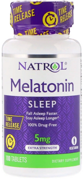 Natrol Melatonin, Time Release, 5 mg, 100 Tablets (NTL-04837) 629269 фото