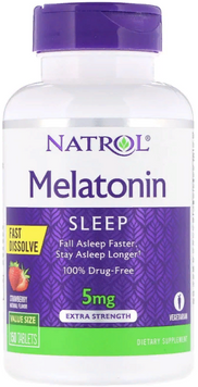 Natrol Melatonin, Fast Dissolve, Strawberry , 5 mg, 150 Tablets (NTL-07144) 605422 фото