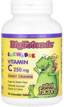 Natural Factors BigFriends Vitamin C 250mg - 90 Tablets Orange 1455968 фото
