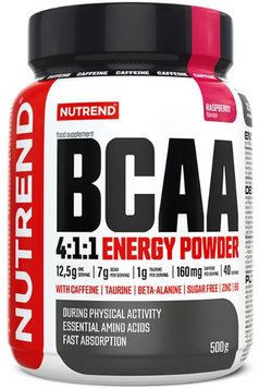 Амінокислота для спорту Nutrend BCAA 4:1:1 Energy Powder 500 g / 20 servings / raspberry 1101845 фото