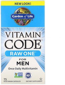 Garden of Life Vitamin Code, RAW One, Once Daily Multivitamin For Men, 75 Vegetarian Capsules (GOL-11402) 682202 фото