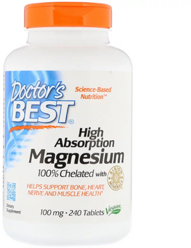 Doctor's Best High Absorption Magnesium 100% Chelated 240 Tabs (DRB-00087) 585171 фото