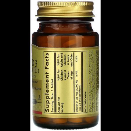 Solgar Vitamin D3 Natural Strawberry And Banana Flavor Вітамін Д3 1000 МО 100 жувальних таблеток 1067330 фото