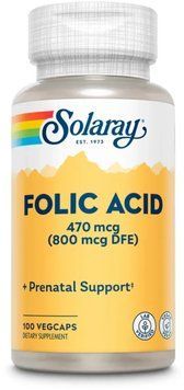 Solaray Folic Acid 470 mcg (800 mcg DFE) - 100 Capsules 1452841 фото