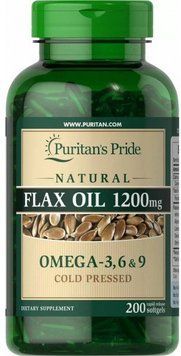 Puritan's Pride Flax Oil 1 200 mg Лляна олія 200 гелевих капсул 775128 фото