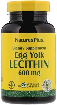 Nature's Plus, Egg Yolk Lecithin, 600 mg, 90 Vegetarian Capsules (NTP4173) 631425 фото