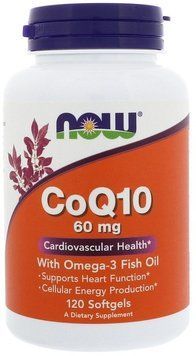 Now Foods CoQ10 60 mg with Omega 3 Fish Oils 120 caps 416601 фото