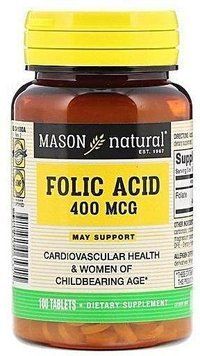 Mason Natural Folic Acid 400 mcg Фолієва кислота 100 таблеток 936564 фото