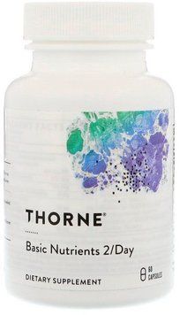 Thorne Research Basic Nutrients 2 / Day 60 Caps Мультівітаміни і мультімінерали без заліза, формула 2 в день 531407 фото