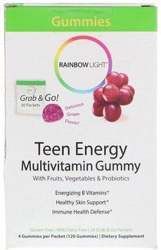 Rainbow Light Teen Energy Multivitamin 30 Packets 4 Gummies Each Grape Flavor Мультивитамины для подростков 535516 фото