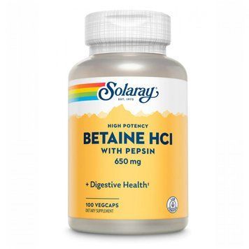 Solaray High Potency Betain HCl with Pepsin 650mg - 100 vcaps 1472079 фото