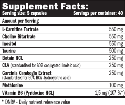 Жироспалювач Amix Lipotropic Fat Burner 100 caps / 20 servings 1028462 фото