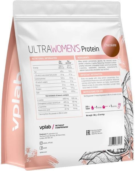 Протеїн VPLab Ultra Women`s Protein - 500g Chocolate 1456344 фото