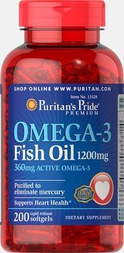 Puritan's Pride Omega-3 Fish Oil 1200 mg 200 caps 384198 фото