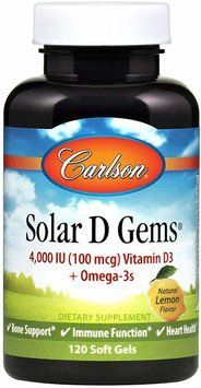 Carlson Labs Solar D Gems 4,000 IU 120 Soft Gels Витамин D + Омега-3 552355 фото