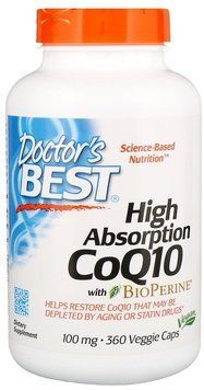 Doctor's Best High Absorption CoQ10 with BioPerine, 100 mg, 360 Veggie Caps (DRB-00405) 654367 фото